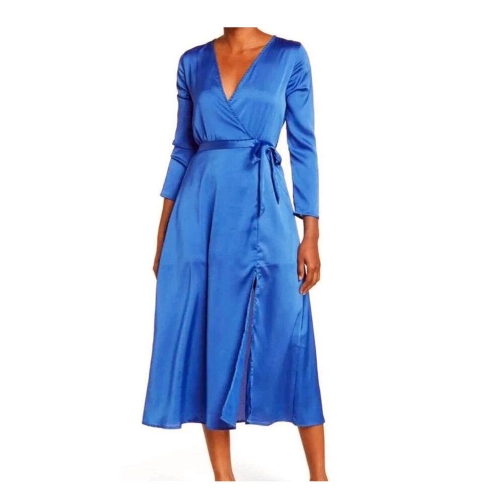 new NSR Napean Sea Road medium satiny faux wrap dress D3 3152